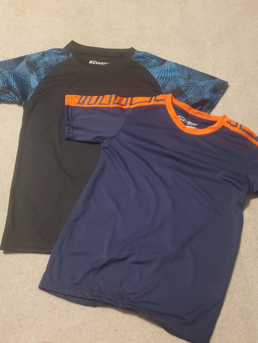 Cougar Boys' Navy and Black Athletic Tees with Orange & Blue Accents